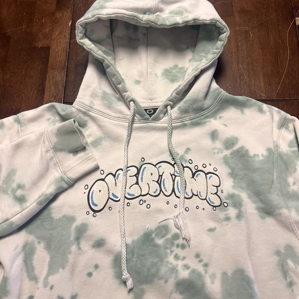 Overtime Elite Tie Dye Hoodie Sweatshirt Bubble Clouds Mens Small Distressed‎